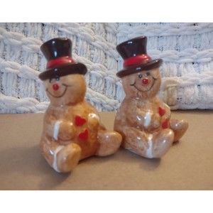 Chubby Gingerbread Salt and Pepper Shakers Ceramic Tii Collections